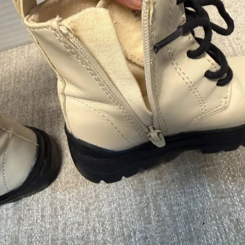Zara Cream Toddler Girls Track Sole Zipper Boots EU 21 / US 5.5